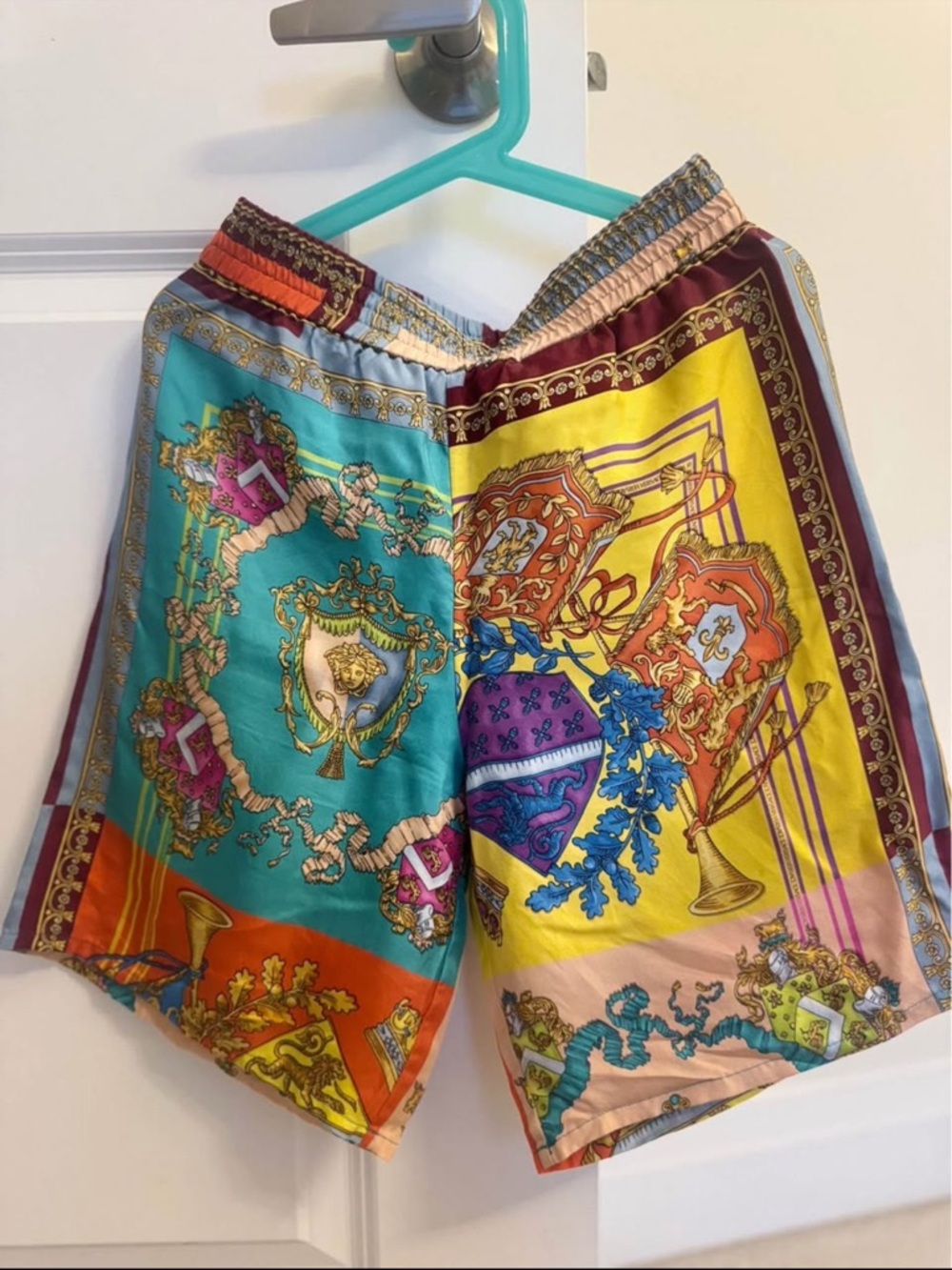 Versace Multicolor Boys Silk-Blend Baroque Print Shorts